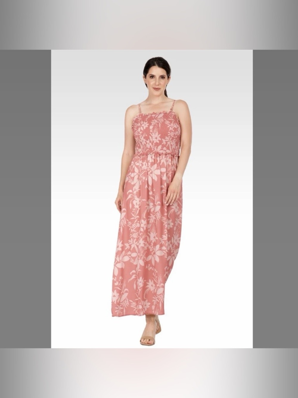 Layla‎ Women's Spaghetti Strap Smocked Summer Bodice Maxi Women’s Dress Size 2X